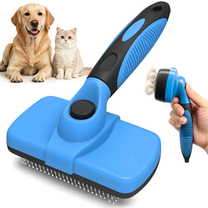 Self-Cleaning Dog Brush For Shedding, Slicker Brush & Grooming Tool  Dog Shedding Tool,Deshedder Brush,Undercoat Brush & Flea Comb, Ergonomic Handle,For Long-Haired Dogs & Indoor Cats