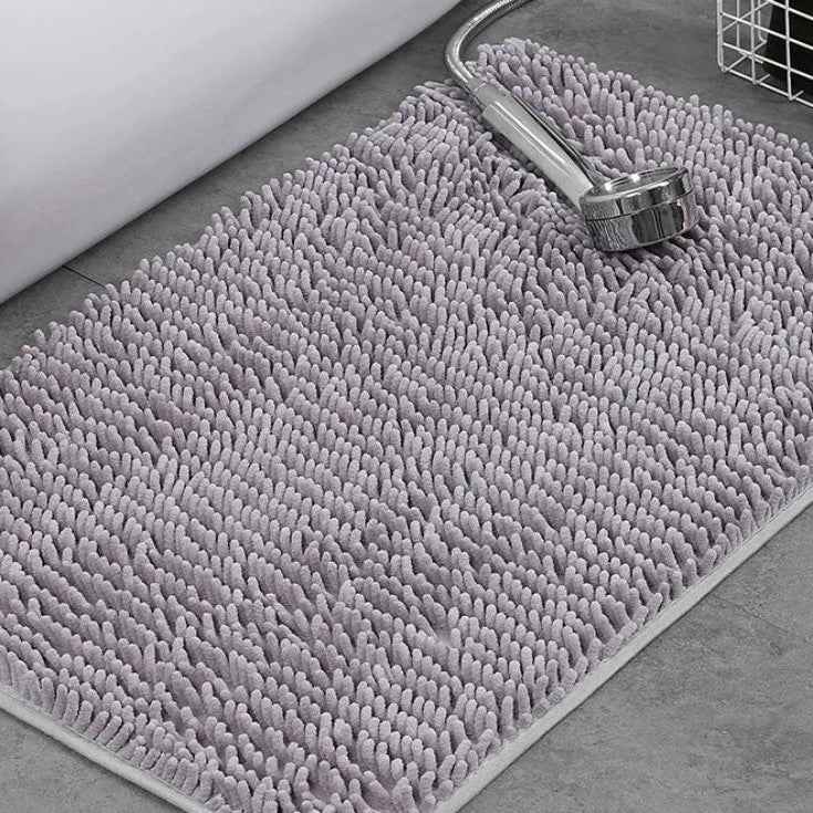 Solid-color Long-pile Chenille Bath Mat, Water-absorbent Foot Pad