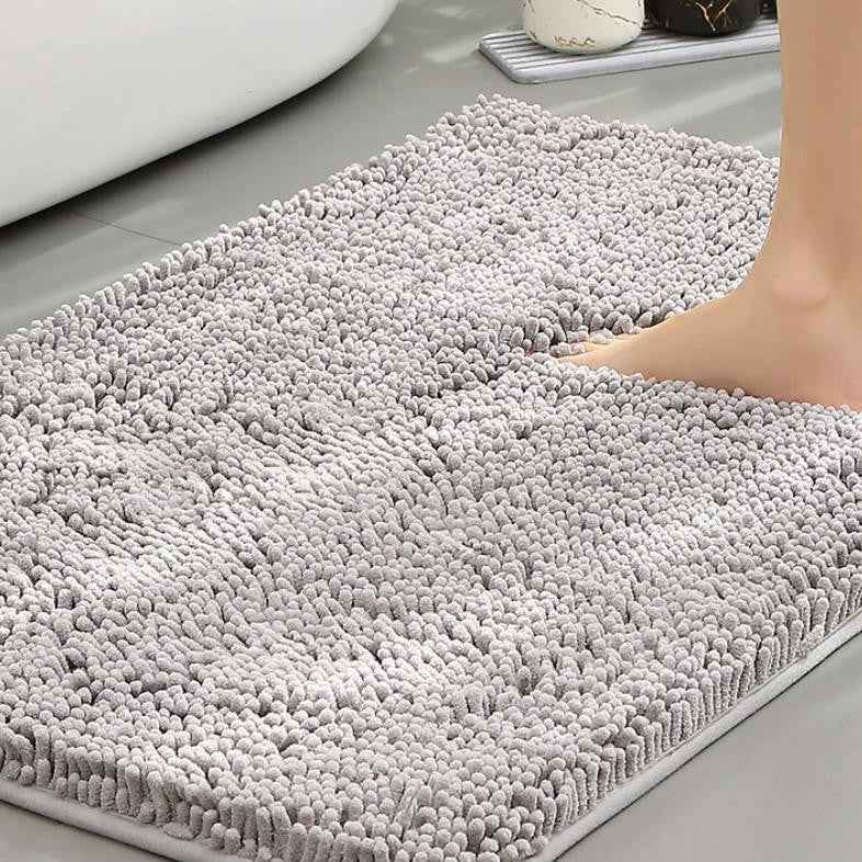 Solid-color Long-pile Chenille Bath Mat, Water-absorbent Foot Pad