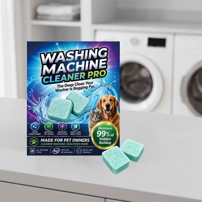 Washing Machine Cleaner Tablets 12pcs - Remove Pet Hair Odor from Drum Rubber Seal Gasket