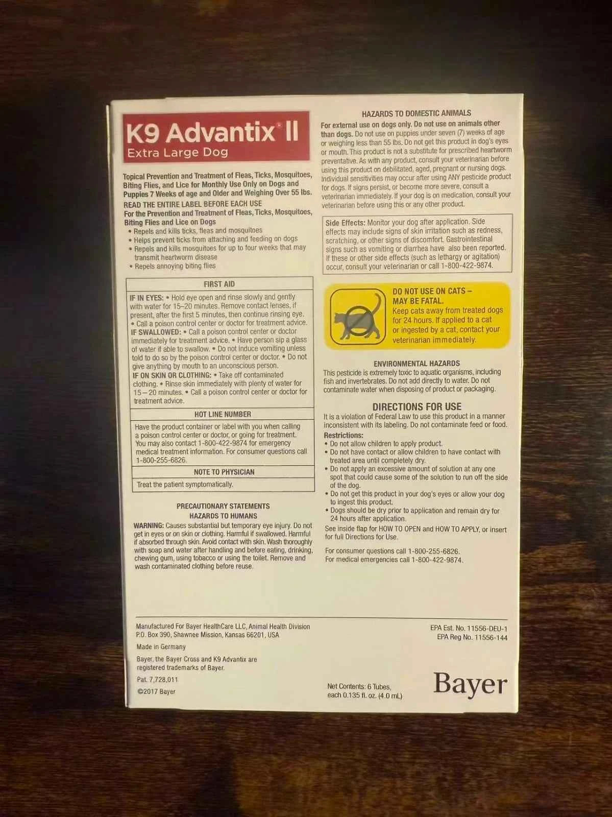K9 Advantix II Flea & Tick Control Treatment for Extra Large Dogs Over 55 lbs | 6 Month Supply